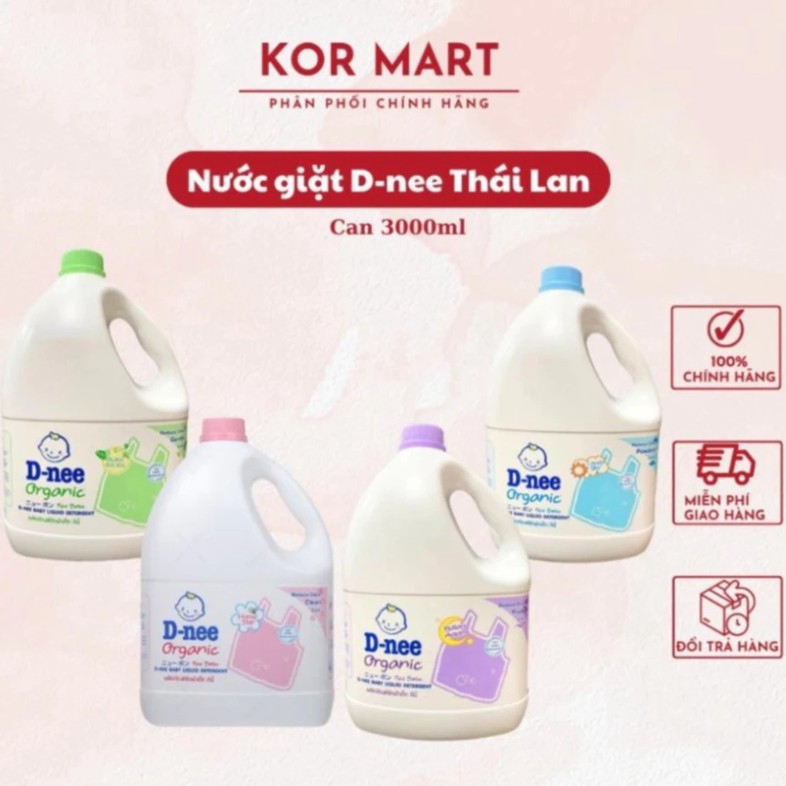 Nước Giặt Xả Quần Áo Trẻ Em Dnee Can 3000ml TháI Lan - Nước Giặt Em Bé Chính Hãng An Toàn