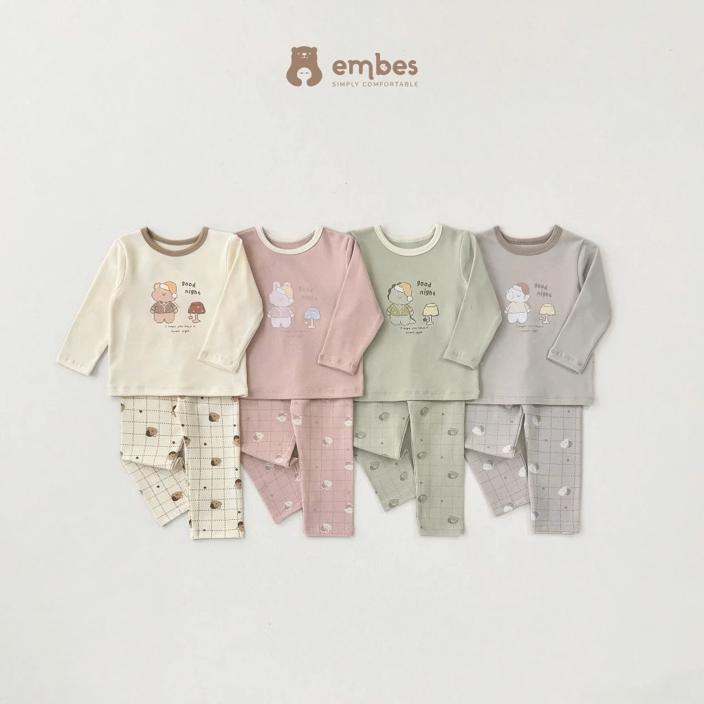 Đồ Bộ Dài Tay Embes, Bộ Thu Đông Dài Tay In Hình Chất Cotton Mềm Mỏng Cho Bé Trai Bé Gái Từ 8-18Kg
