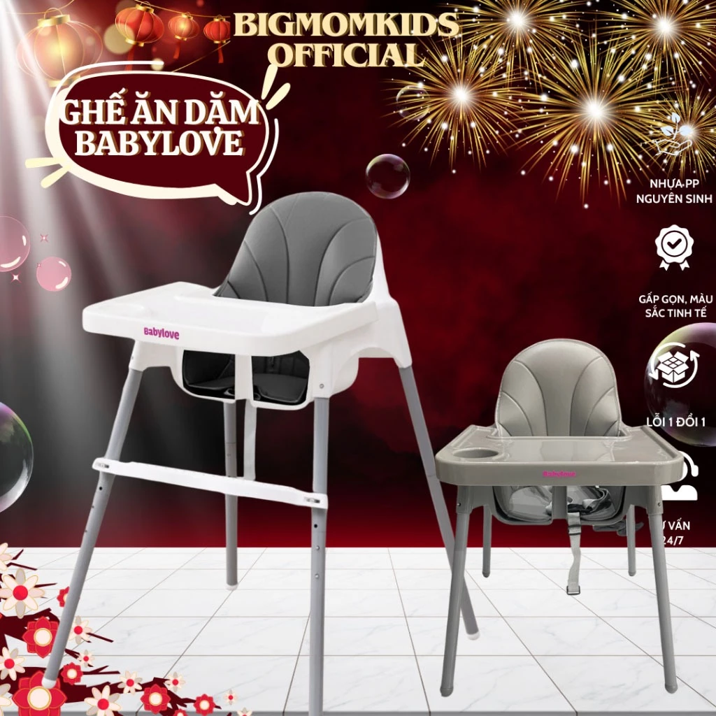 Ghế ăn dặm, bàn ăn cho bé kèm mặt bàn, 3 dây đai an toàn sử dụng cho bé từ 6 tháng đến 3 tuổi