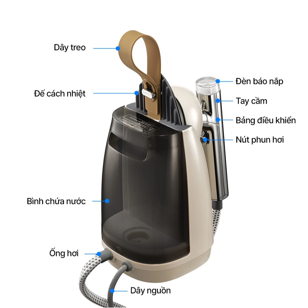Bàn ủi hơi nước LocknLock Garment steamer ENI218IVY 220-240V, 50-60Hz, 1370-1630W, Dung tích 800ml - Màu ngà - 5