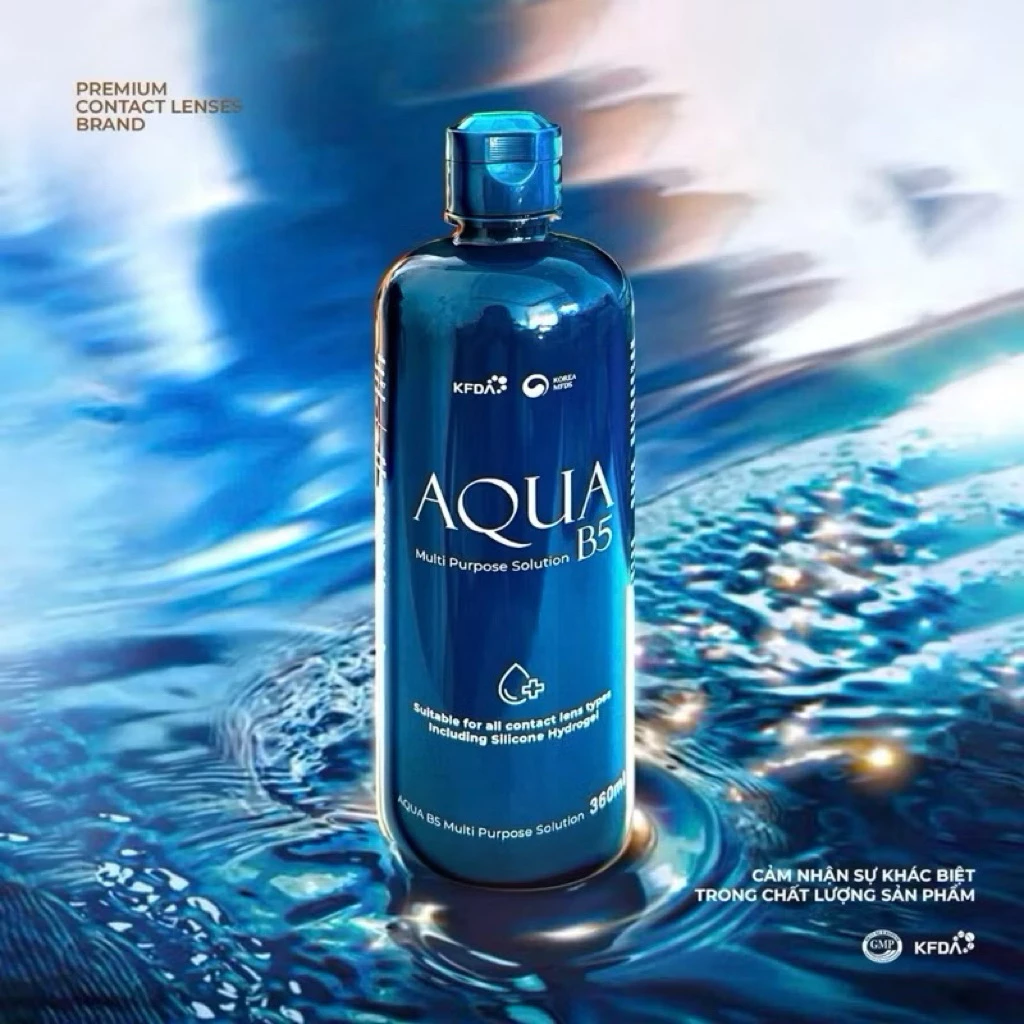 Nước Ngâm, Nhỏ Kính Áp Tròng Aqua B5 Angel Eyes Zero Seven Lens Perfect 160/360ml Giúp Làm Ẩm Lens