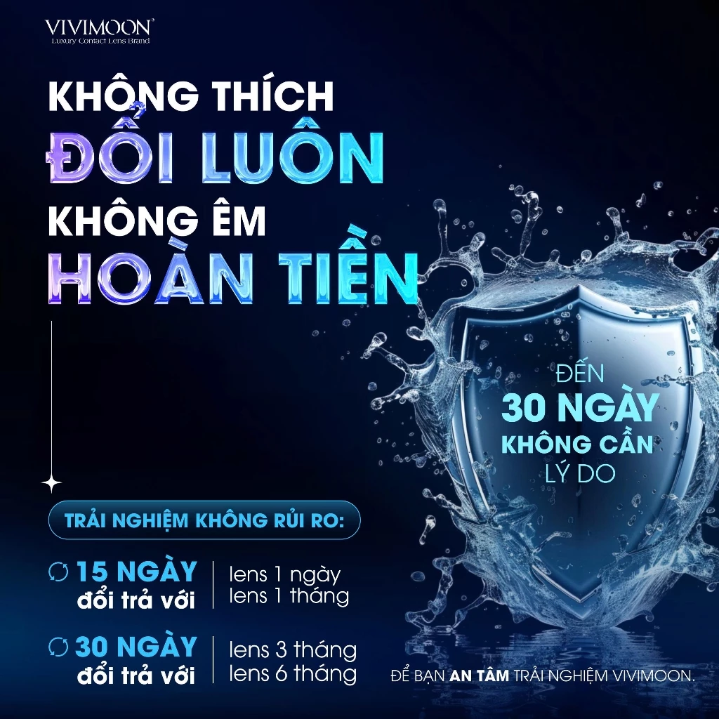 Kính áp tròng VIVIMOON LENS trong suốt cận 1 ngày khóa ẩm Vivimedi 1 Day (Giá 01 bên mắt, Giá 01 chiếc)