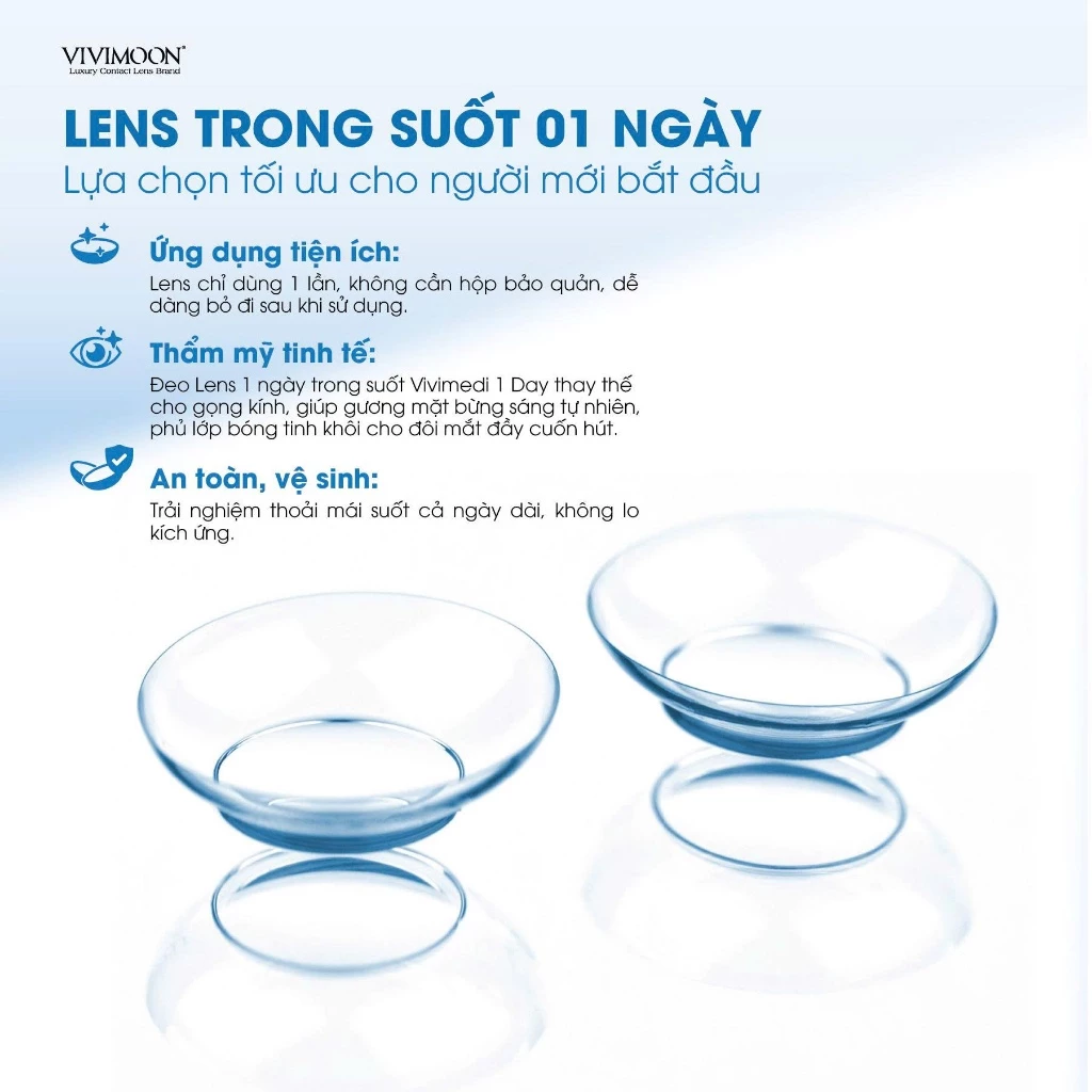 Kính áp tròng VIVIMOON LENS trong suốt cận 1 ngày khóa ẩm Vivimedi 1 Day (Giá 01 bên mắt, Giá 01 chiếc) - 5