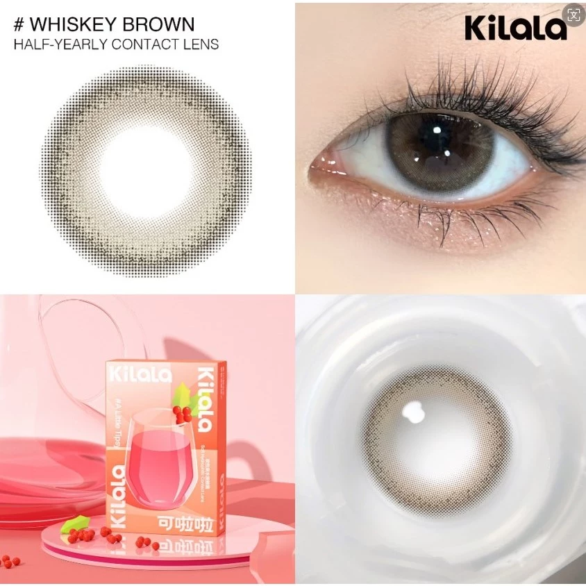 Kính áp tròng Kilala màu nâu Chestnut Milk Brown/Whiskey Brown lens cận 6 tháng DIA 14.2mm có độ (0-8) 1 cặp - 3