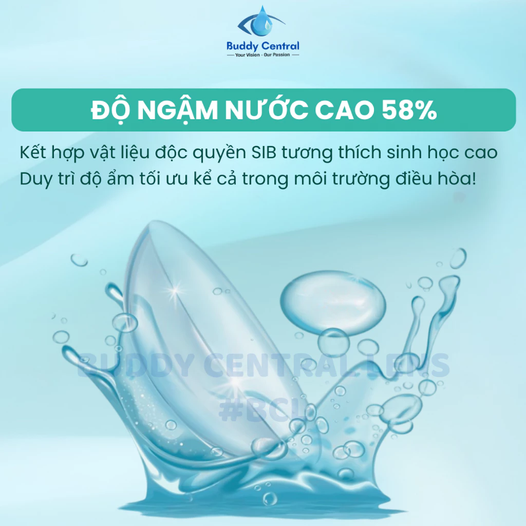 (1 chiếc lẻ) Lens Seed 1 ngày không màu 1 day Pure moisture full độ cận - Buddy Central - 4