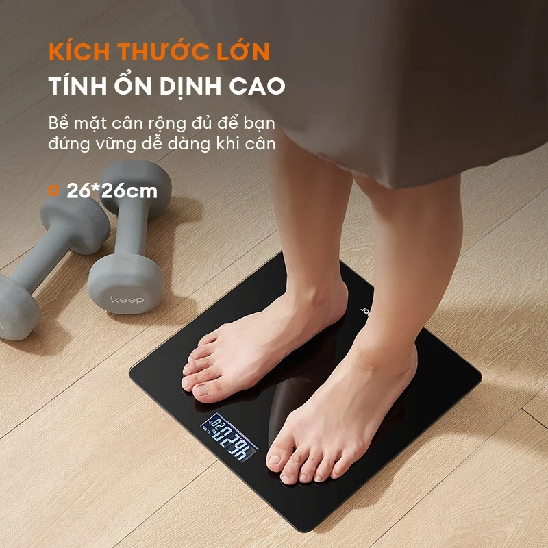 Cân sức khỏe điện tử Gaabor GWS-M01A thông minh màn hình LED kèm dây sạc micro USB và thước dây - 3