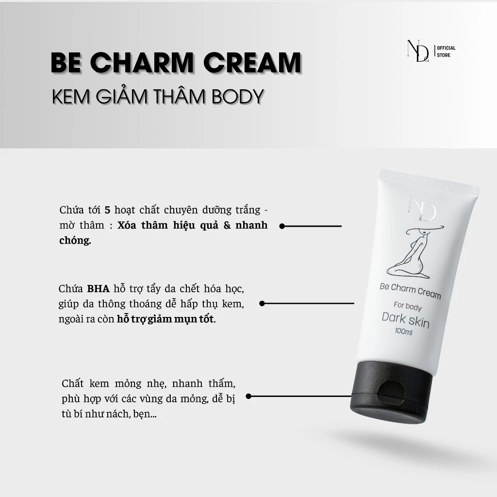 [TẶNG BHA]Kem Giảm Thâm Mông, Nách Và Thâm Body Be Charm Thương Hiệu ND 100ml - 5