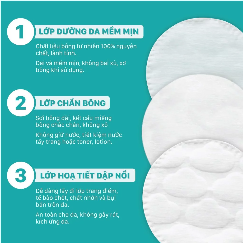 [Mua 3 Tặng 1] Bông Tẩy Trang NIVA CZ2 Tròn 100 Miếng - Cotton Tự Nhiên, Dịu Nhẹ Cho Da Nhạy Cảm - 4