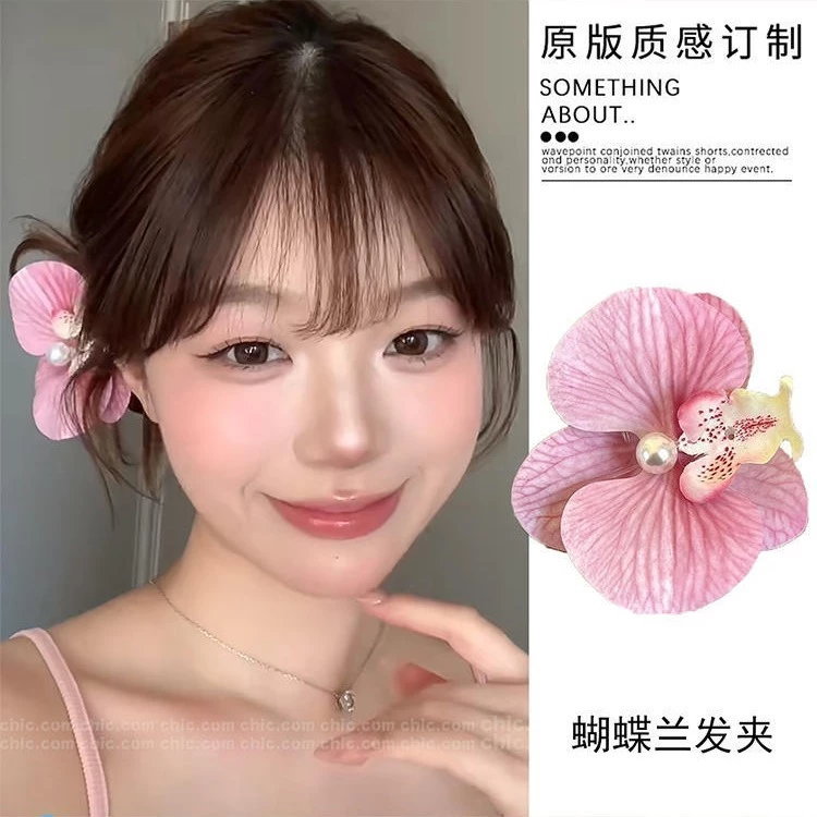 Kẹp tóc hoa lan lassy kẹp lan hồ điệp cao cấp dễ thương cho nàng