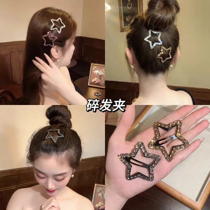Kẹp tóc hình ngôi sao đính đá cao cấp cho nữ, kẹp tóc mái, phụ kiện tóc Hàn Quốc, cặp tóc mái E1863 - 4