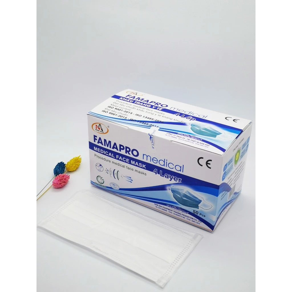Khẩu trang y tế Famapro 4 lớp giấy kháng khuẩn hàng công ty Nam Anh hộp 50 chiếc - 3