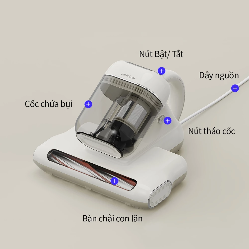 Máy hút bụi giường nệm LocknLock Mattress vacuum cleaner ENV818IVY khử trùng bằng tia UV - Màu ngà - 5