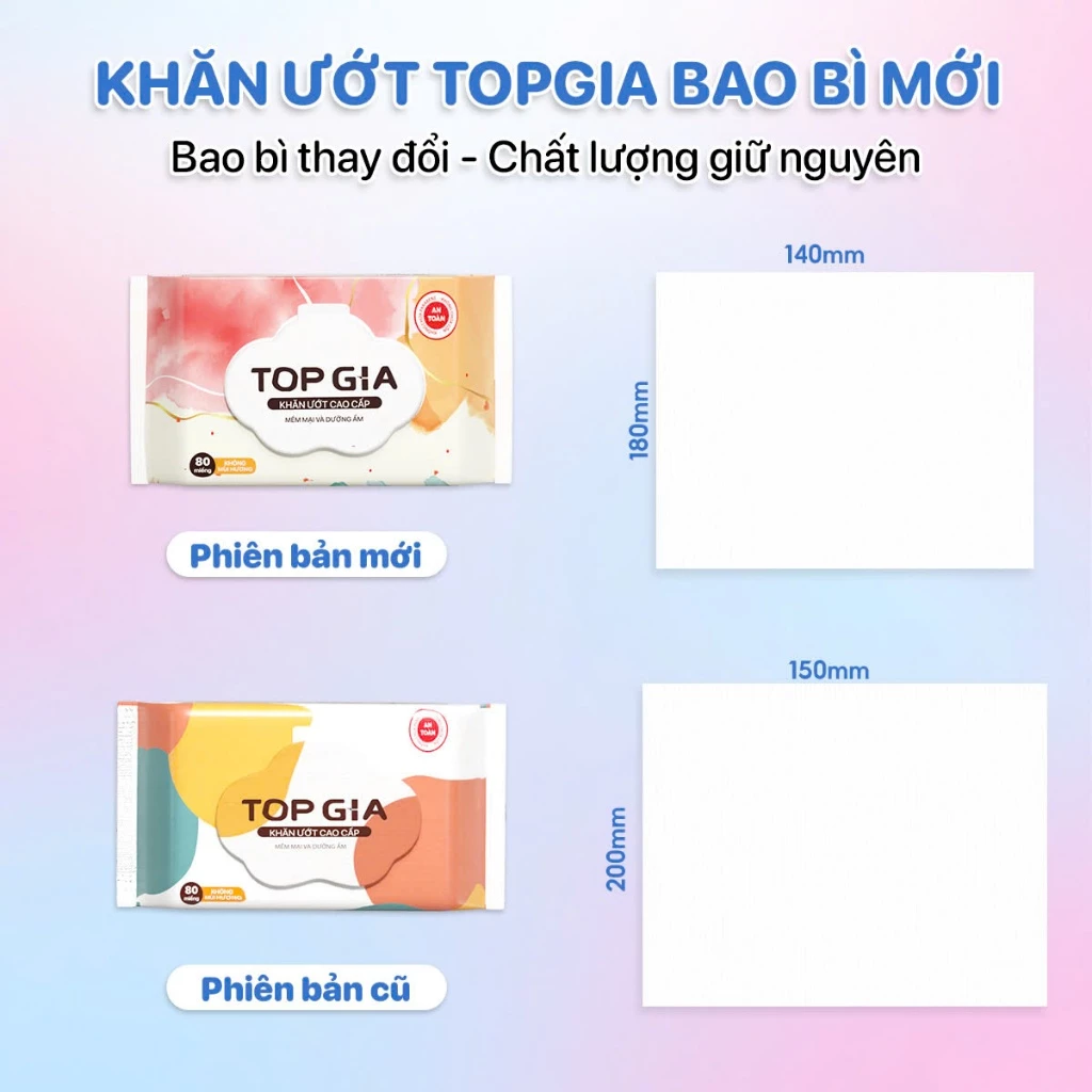 Thùng khăn ướt Topgia 80 tờ không cồn không parabens cao cấp dành cho mẹ và bé - 2