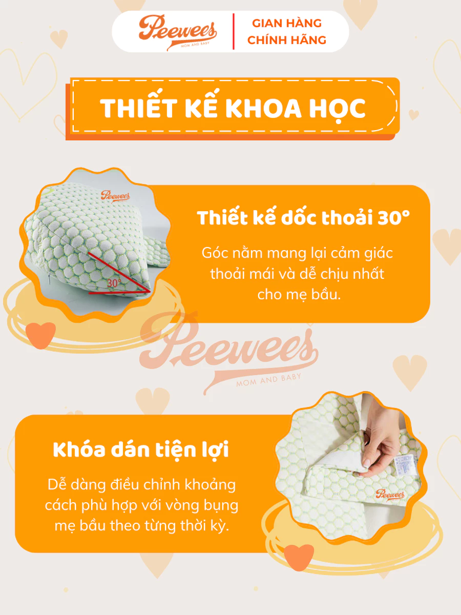 Gối Bầu Cánh Tiên Cao Cấp PeeWees Nâng Đỡ Bụng Toàn Diện, Giảm Tối Đa Đau Lưng, Giúp Cho Mẹ Bầu Ngủ Ngon Sâu Giấc - 4