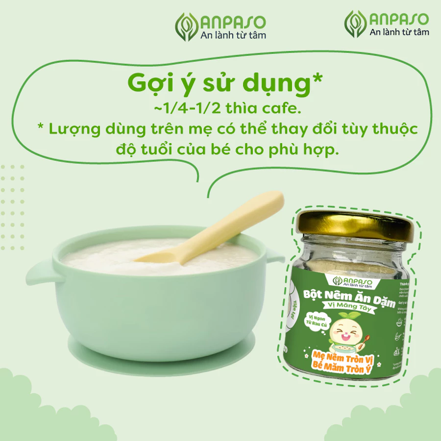 Hạt Nêm Ăn Dặm Cho Bé Anpaso - Gia Vị Ăn Dặm Vị Rau Củ Nấm Hương Rong Biển Cà Rốt Cải Bó Xôi - 6