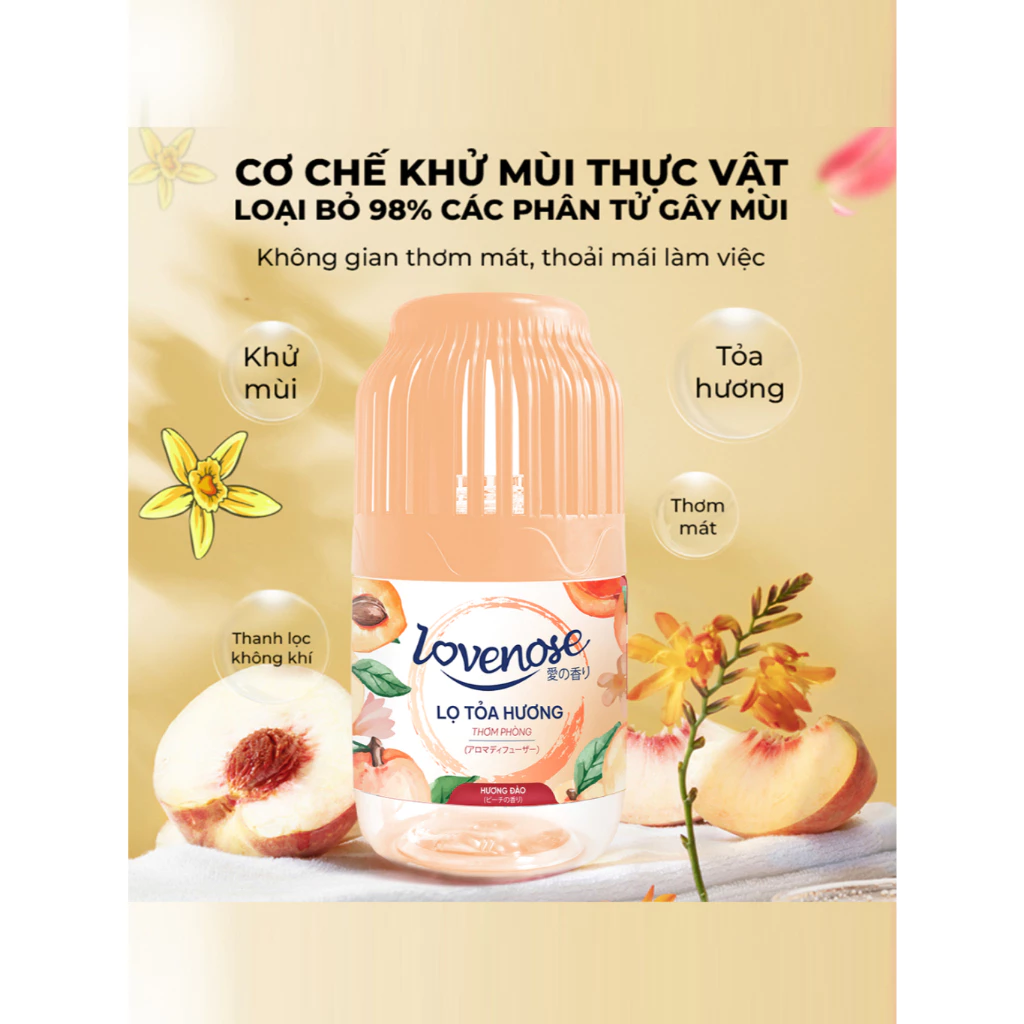 Combo 3 lọ tỏa hương thơm phòng Lovenose hương hoa quả tự nhiên dễ chịu khử mùi dung tích 180ml - 3
