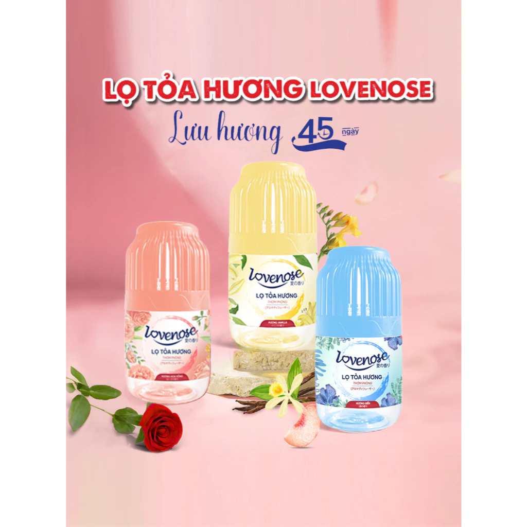 Combo 2 lọ tỏa hương thơm phòng Lovenose hương hoa quả tự nhiên dễ chịu khử mùi dung tích 180ml