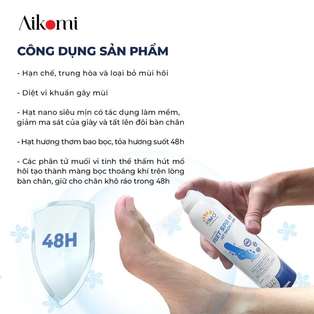 Chai xịt thơm chân Ximo Spray 200ml, chai xịt khử mùi hôi chân, hôi giày, giảm tiết mồ hôi, ngăn vi khuẩn gây mùi - 2
