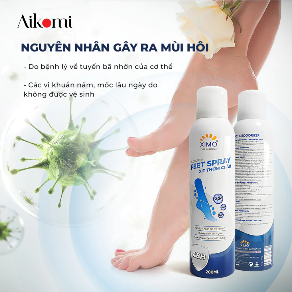 Chai xịt thơm chân Ximo Spray 200ml, chai xịt khử mùi hôi chân, hôi giày, giảm tiết mồ hôi, ngăn vi khuẩn gây mùi - 3