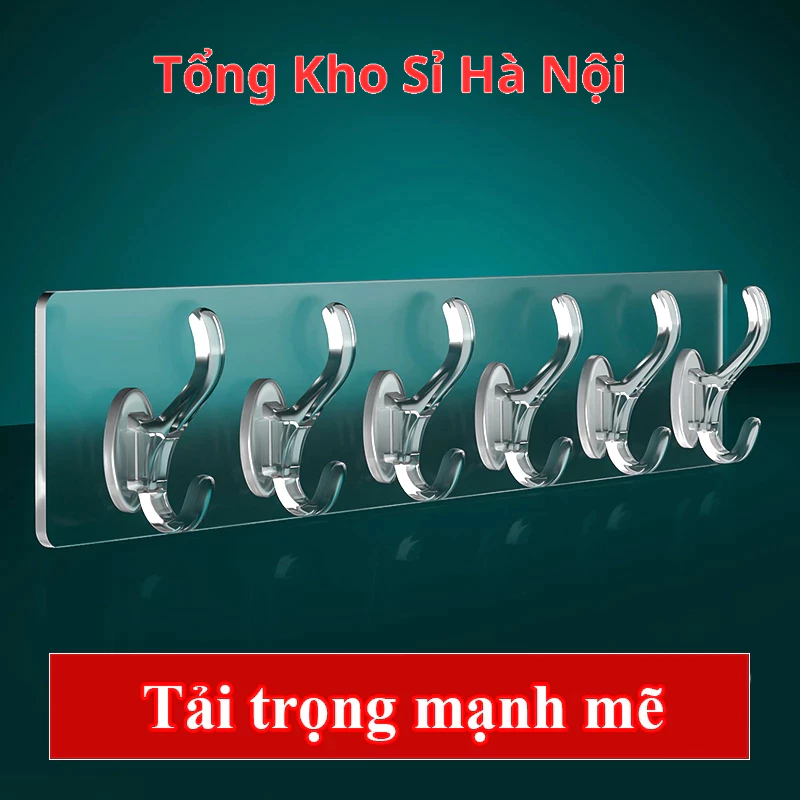 Thanh 6 Móc Dán Tường Chịu Lực Siêu Dính Móc Treo Khoá Thắt Lưng Quần Áo