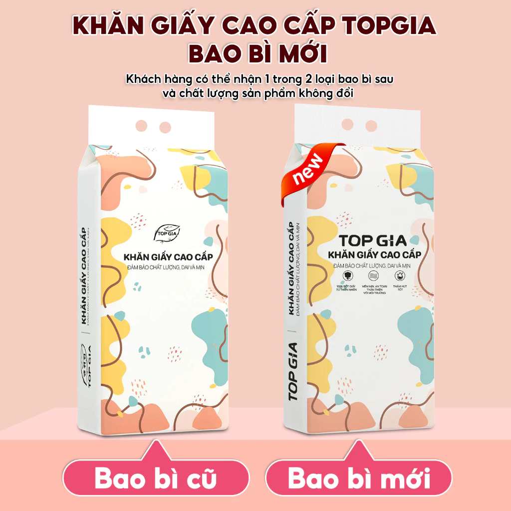 [LOẠI TO ĐẶC BIỆT] Thùng 8 bịch khăn giấy rút Top Gia treo tường đa sắc 1280 tờ, siêu dai và mềm mịn