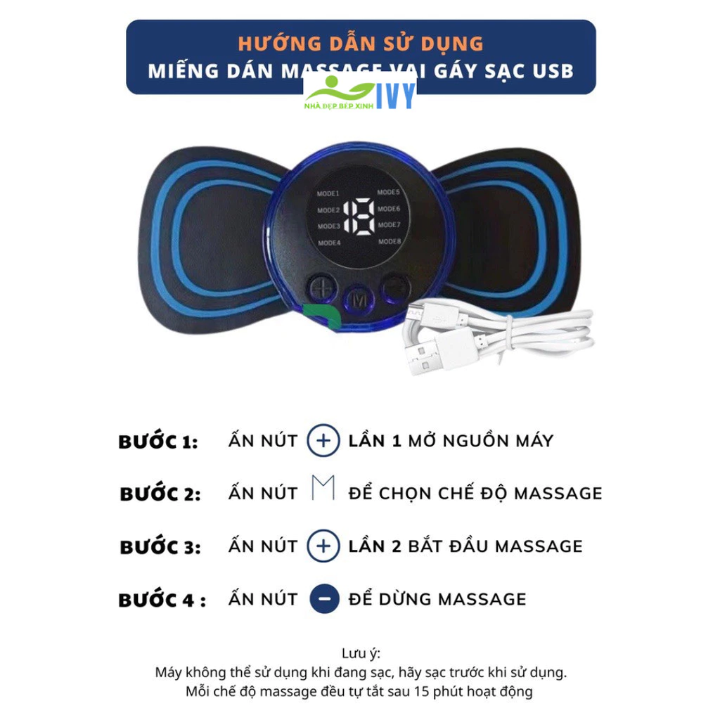 Máy massage cổ vai gáy xung điện - miếng dán massage mini sung điện toàn thân - 2