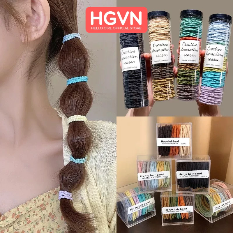 SET 100 Dây Buộc Tóc HGVN Cao Su Co Giãn Thời Trang Phong Cách Hàn Quốc - 5