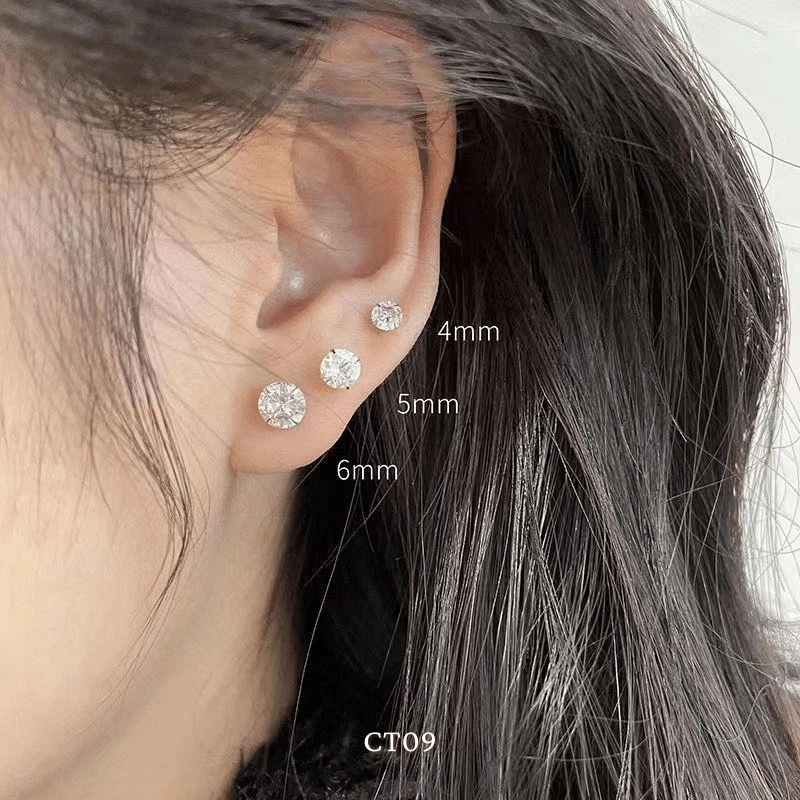 Bông tai thép titan không gỉ đính đá hình vuông cá tính dành cho nam nữ phong cách unisex hiện đại - Mely CT09 - 6