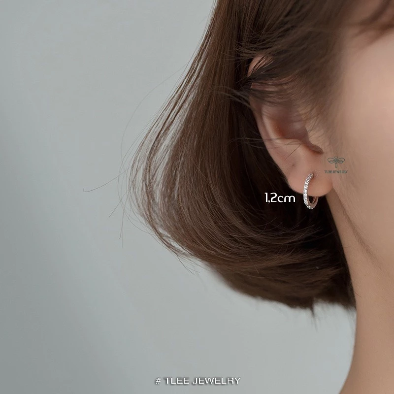 Khuyên tai bạc TLEE tròn đính đá nhiều size TLEE JEWELRY B0223 - 6