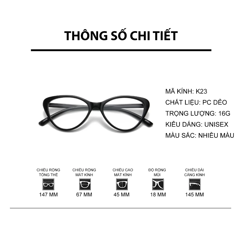 [Chicbond] Kính thời trang nữ mắt mèo chống ánh sáng xanh và tia UV - Phong cách Hàn Quốc - Kính checkin, du lịch, selfi - 2