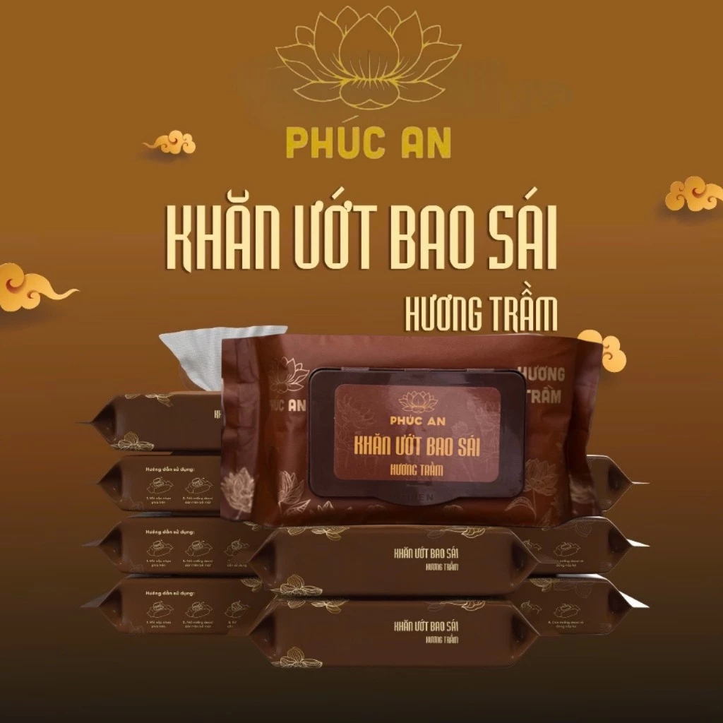 Khăn Ướt Lau Ban Thờ Phúc An,Khăn Ướt Bao Sái Hương Vị Trầm Tự Nhiên - 2