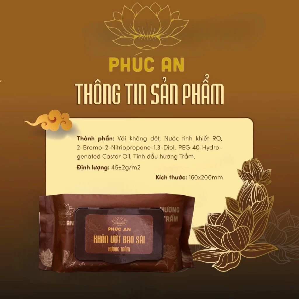 Khăn Ướt Lau Ban Thờ Phúc An,Khăn Ướt Bao Sái Hương Vị Trầm Tự Nhiên - 4
