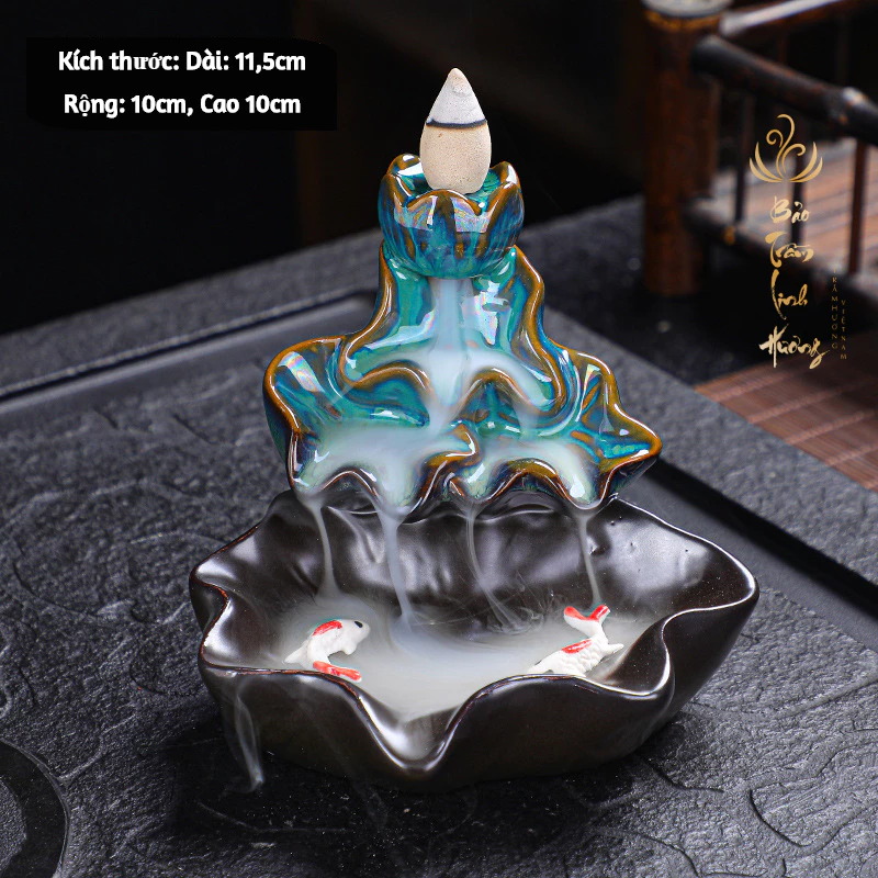 Thác Khói Nụ Trầm Hương Lư Xông Đốt Nhang Đồ Thờ Phong Thủy Phật Giáo Bằng Gốm Sứ - BẢO TRẦM LINH HƯƠNG - 3