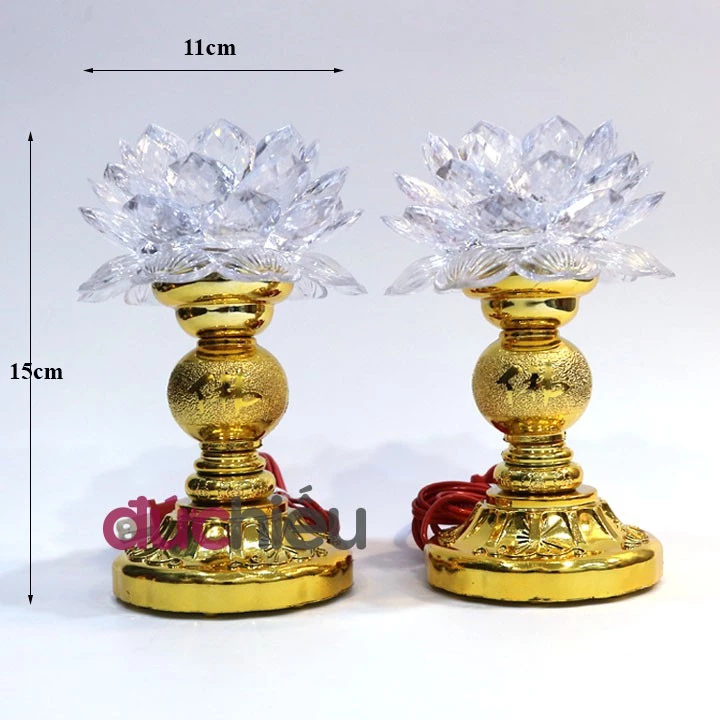 [ Hàng loại 1 ] Bộ 2 đèn thờ cúng hoa sen đổi nhiều màu, đèn hoa sen bàn thờ, đồ thờ cúng | Đức Hiếu Shop - 3