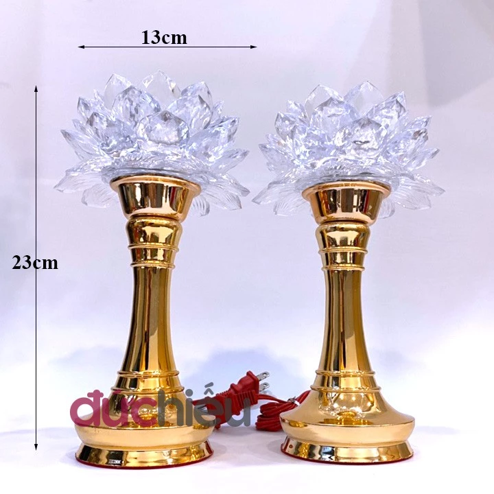[ Hàng loại 1 ] Bộ 2 đèn thờ cúng hoa sen đổi nhiều màu, đèn hoa sen bàn thờ, đồ thờ cúng | Đức Hiếu Shop - 4