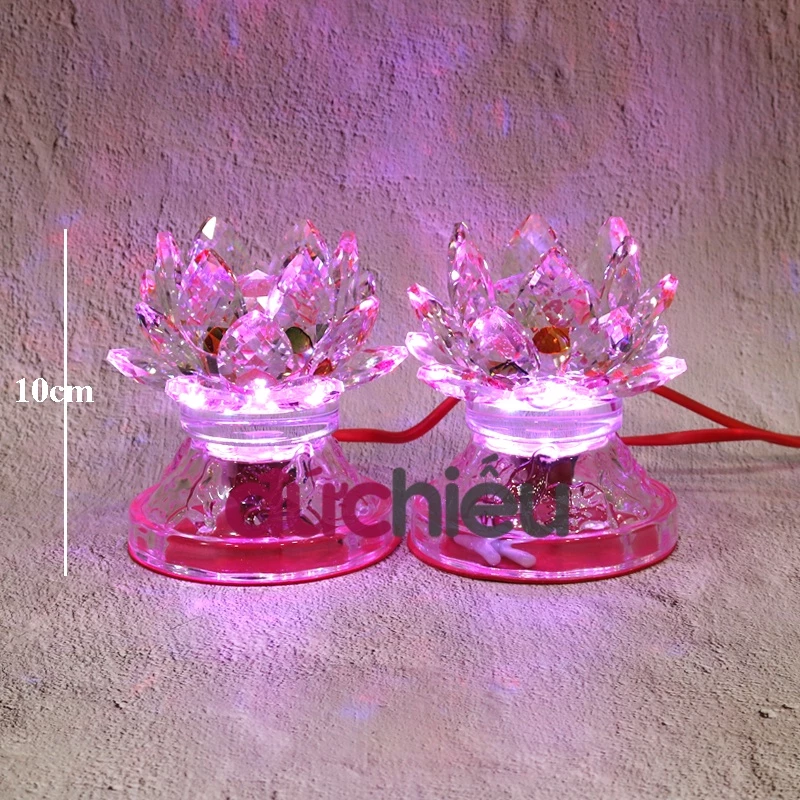 [ Hàng loại 1 ] Bộ 2 đèn thờ cúng hoa sen đổi nhiều màu, đèn hoa sen bàn thờ, đồ thờ cúng | Đức Hiếu Shop - 5