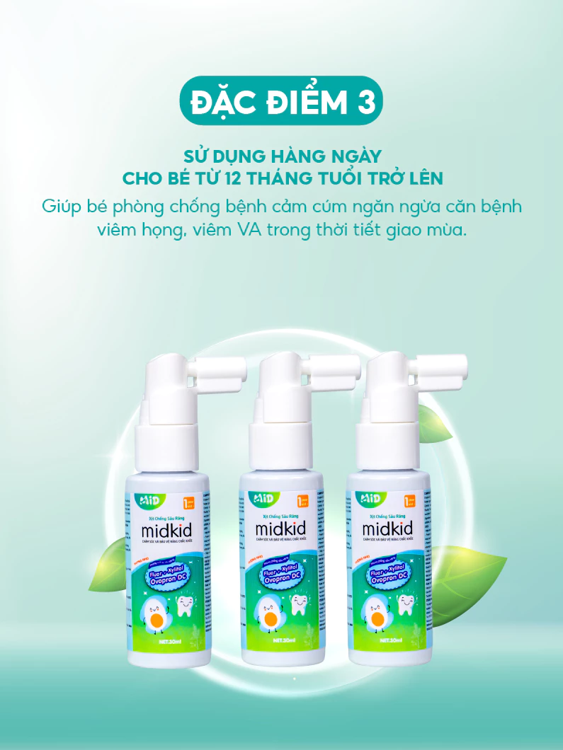 Xịt chống sâu răng Midkid cho bé từ 1 tuổi vị Nho 30ml giúp bảo vệ men răng, loại bỏ mảng bám đen ố vàng sạch thơm miệng - 5
