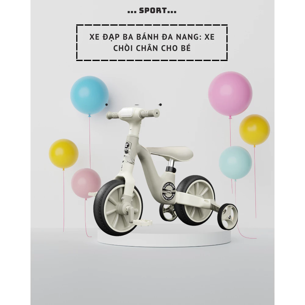 Xe đạp 3 bánh cho bé - Xe chòi chân 3 bánh thăng bằng 3in1