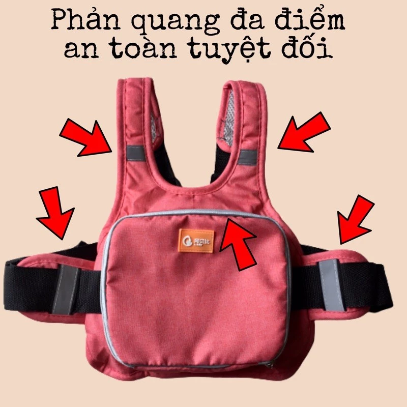 Đai đi xe máy an toàn cho bé - 2 trong 1 - Mầu Nâu - 4