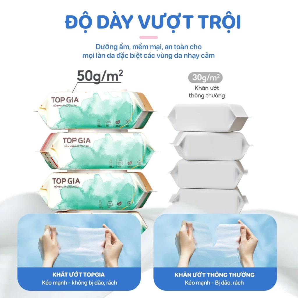 Thùng khăn ướt Topgia 80 tờ không cồn không parabens cao cấp dành cho mẹ và bé - 2