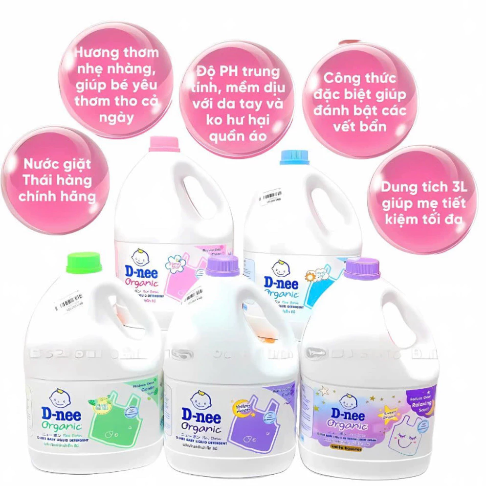 [MUA 1 TẶNG 1] Nước Giặt Dnee Chính Hãng Dung Tích Can 3000ml - Nước Giặt Thái Thơm Dịu An Toàn, Giặt Xả 2IN1 - 4