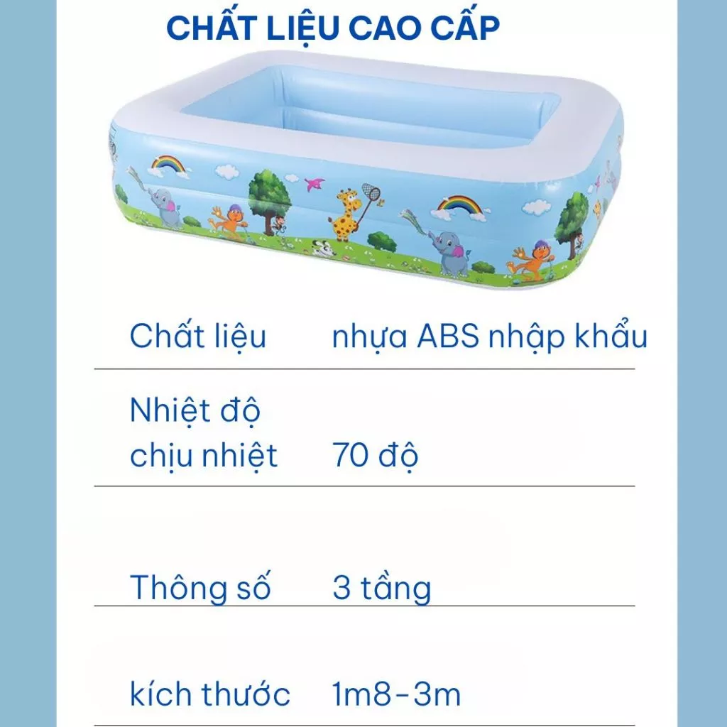 Bể bơi cho bé KAW đáy 2 lớp chống trượt chất liệu PVC cao cấp, độ bền cao - Lỗi 1 đổi 1 2025 - 2