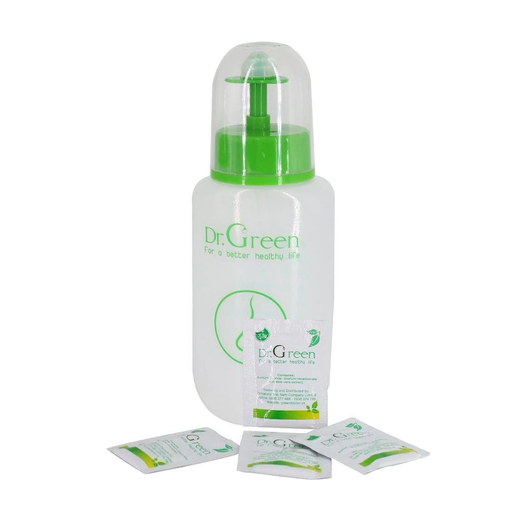 Bình rửa mũi Silicone - 2 Van kép Dr.Green chính hãng | Đầu rửa silicon | Kèm 10 gói muối biển | hỗ trợ viêm mũi xoang - 2