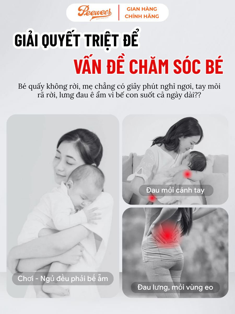 Ghế Nhún Rung Cho Bé PeeWees Cao Cấp Vải Chống Võng Lưng Khung Thép Chắc Chắn, Vải Cotton Thoáng Mát, Bảo Hành 12 Tháng - 2