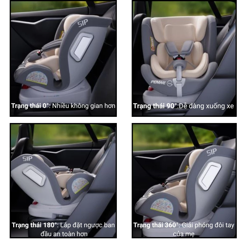 Ghế Ngồi Ô Tô Cho Bé Topkids Xoay 360 Độ, Ghế An Toàn Trẻ Em 0-12 Tuổi, ISOFIX + LATCH, Có Mái Che - 3
