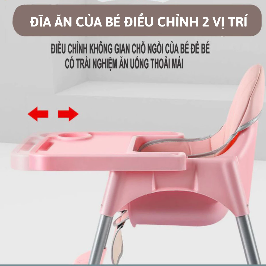 Ghế ăn dặm, bàn ăn cho bé kèm mặt bàn, 3 dây đai an toàn sử dụng cho bé từ 6 tháng đến 3 tuổi - 5