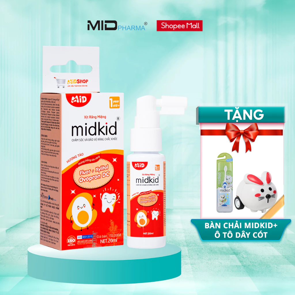 Xịt chống sâu răng MIDKID vị Táo 20ml cho bé từ 1 tuổi giúp làm sạch thơm miệng loại bỏ mảng bám ố vàng, bảo vệ men răng - 2