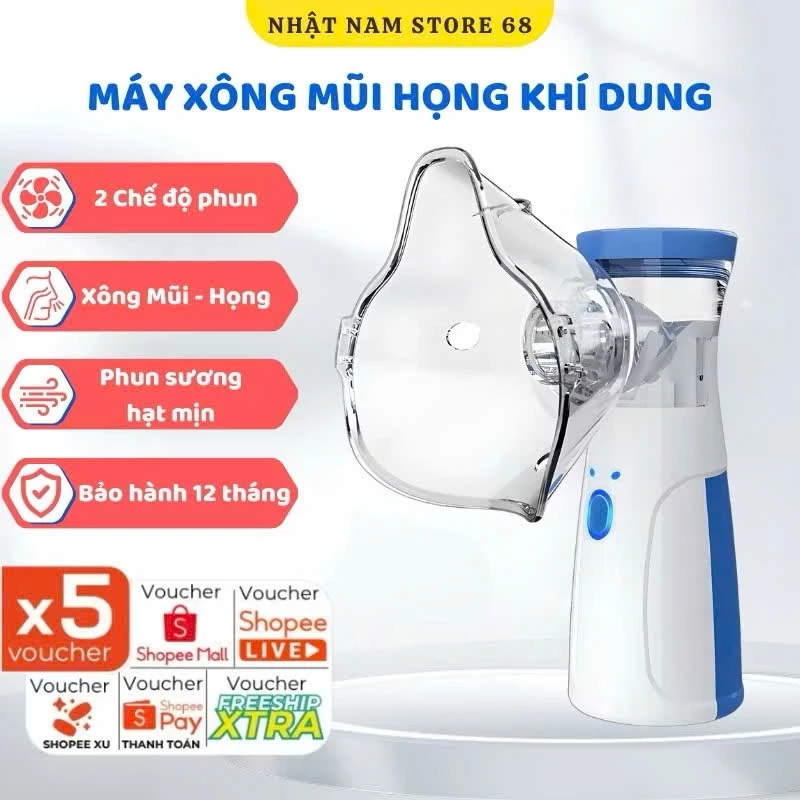 Máy xông khí dung mũi họng cho bé và người lớn, Máy xông mũi họng cầm tay đa năng giúp vệ sinh mũi họng cho bé tại nhà