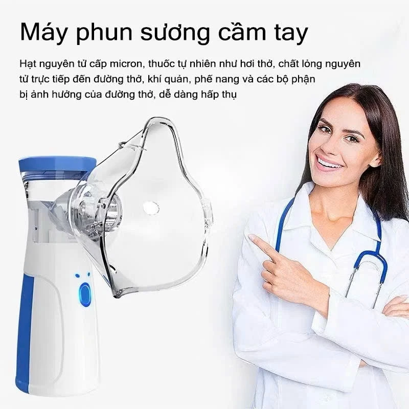 Máy xông khí dung mũi họng cho bé và người lớn, Máy xông mũi họng cầm tay đa năng giúp vệ sinh mũi họng cho bé tại nhà - 2