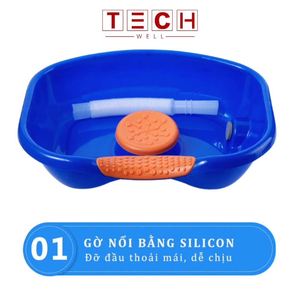 Chậu Gội Đầu Tại Giường Có Đệm Silicon Cao Cấp Cho Bà Bầu, Người Già, Người Bệnh, Trẻ Em Tiện Lợi